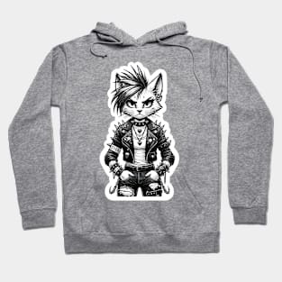 Black and White Punk Cat Hoodie